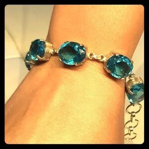 Large Blue Crystals with a 925 Silver Bracelet